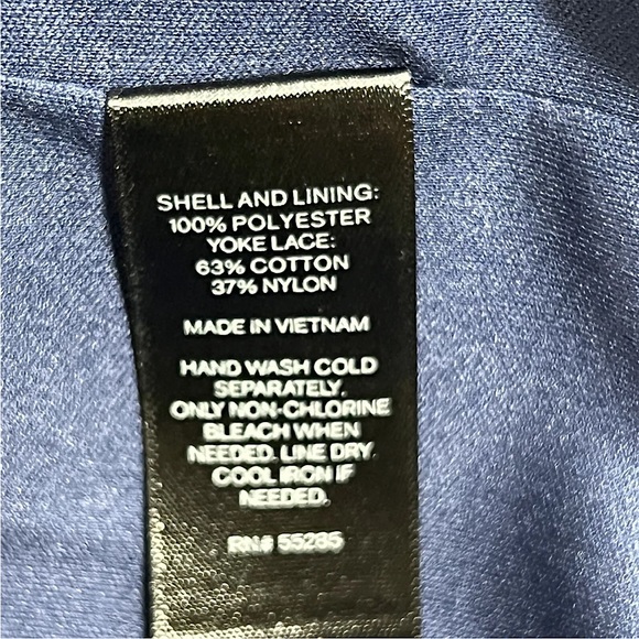 Express Dress Womens Medium Navy Blue Floral Long Sleeve Lace Trim - Picture 11 of 16